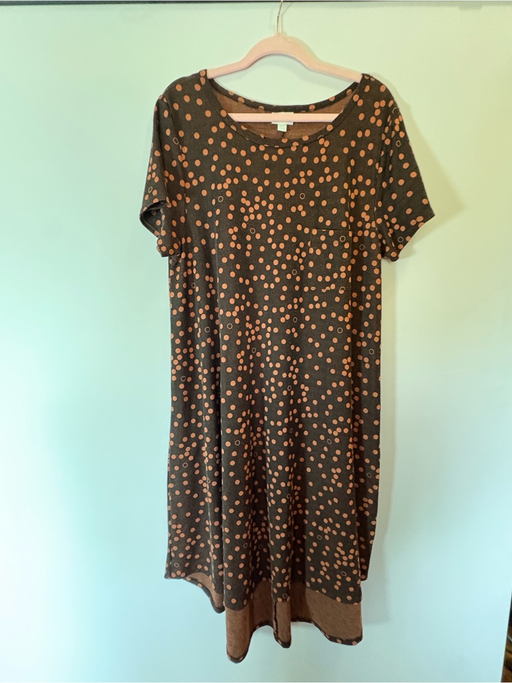 LuLaRoe Brown Dress with Tan Polka Dots